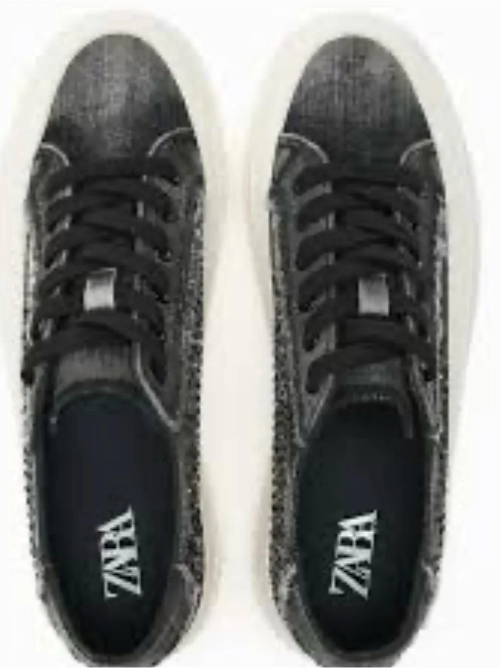 Zara Black Platform Lace-Up Sneakers with White Sole